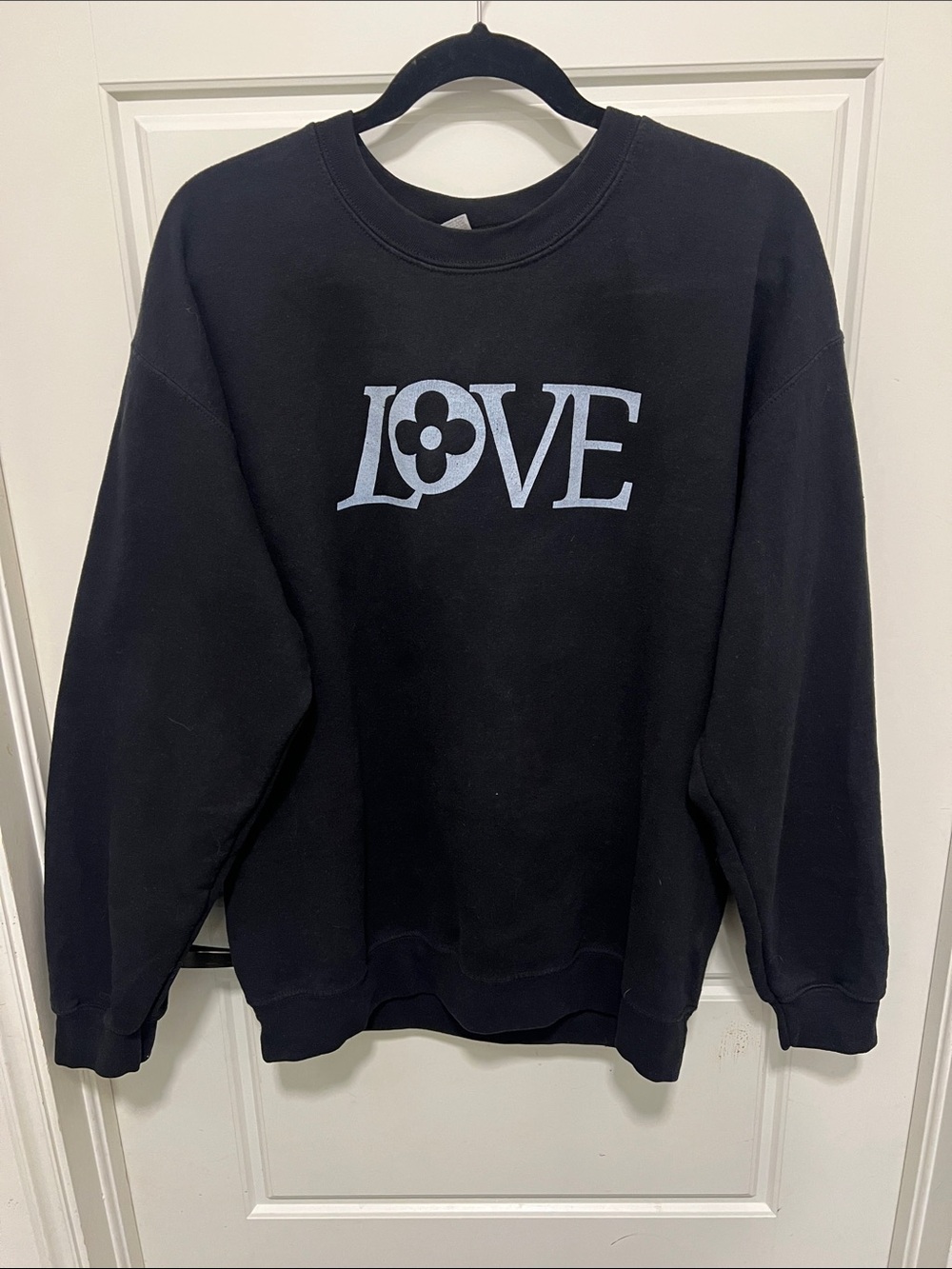 Designer Inspired Black 'LOVE' Crewneck Sweatshirt